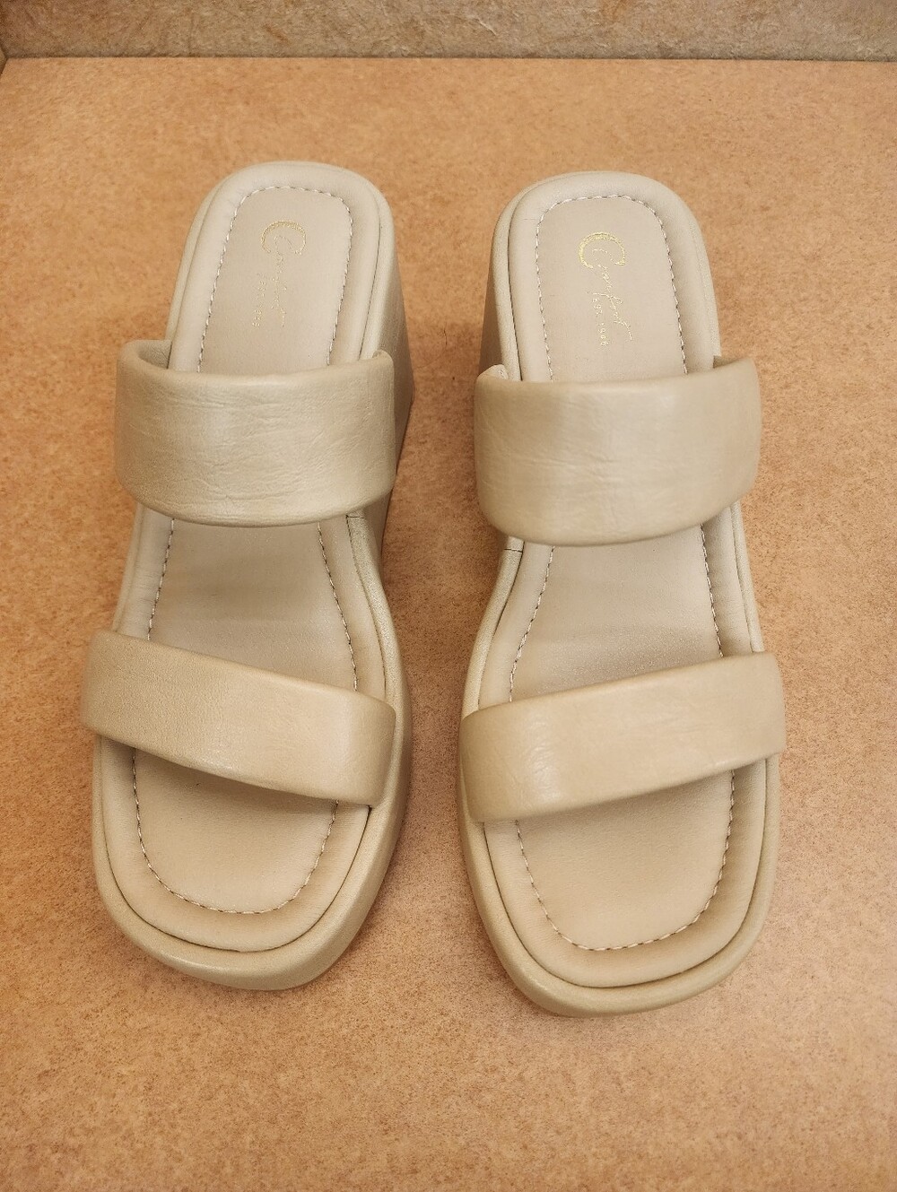Cato Neutral Beige Double-Strap Slide Mules